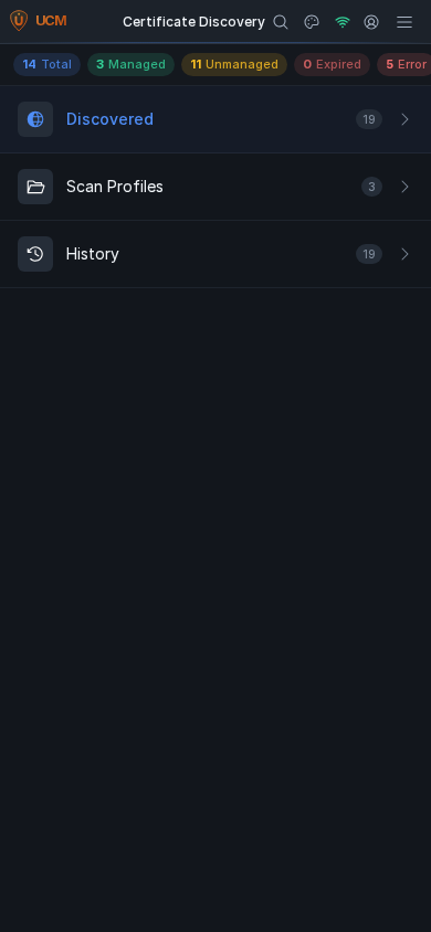 Mobile discovery scan results